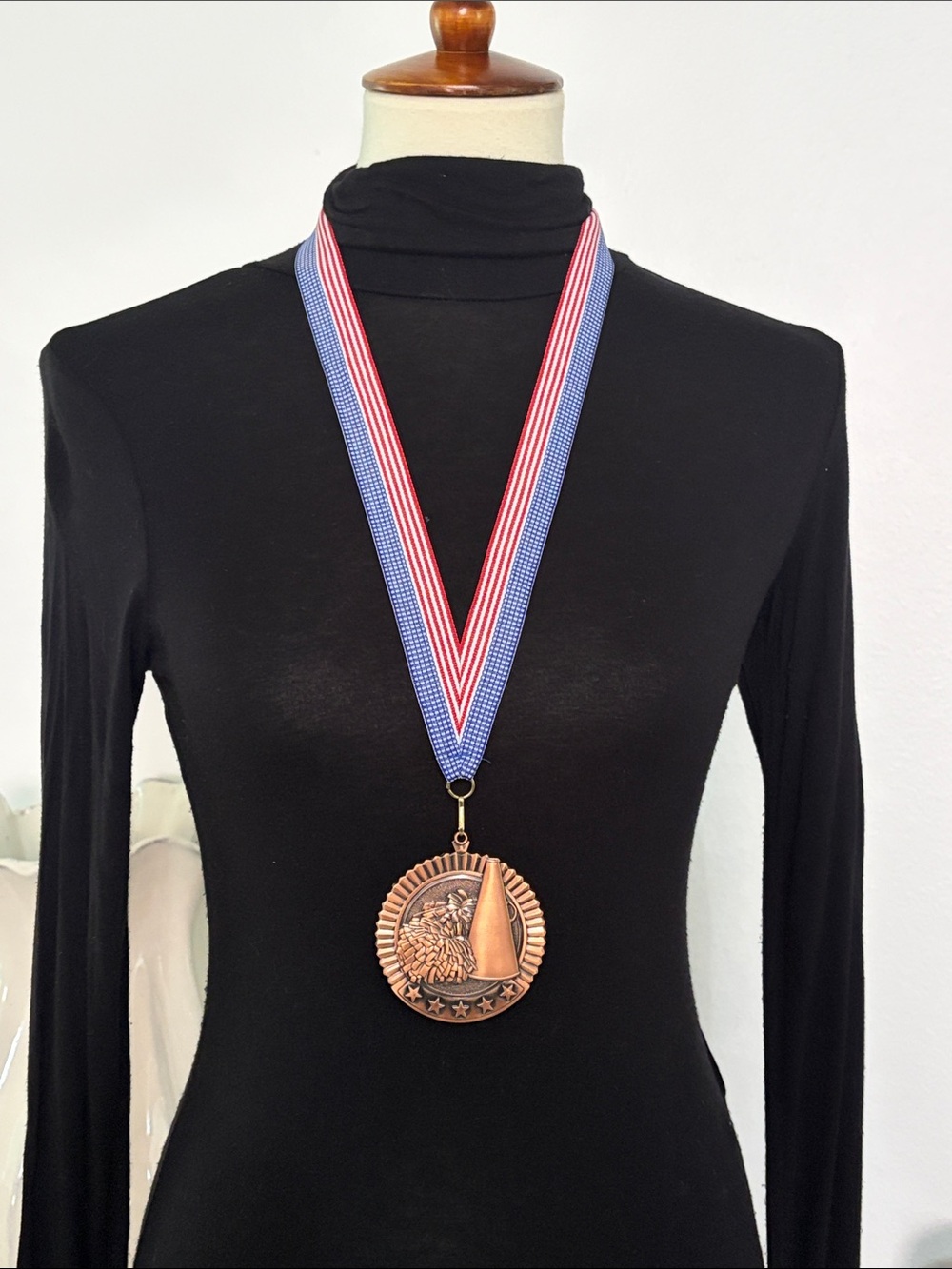 Unbranded Bronze Medal with Red, White & Blue Ribbon - Award Necklace